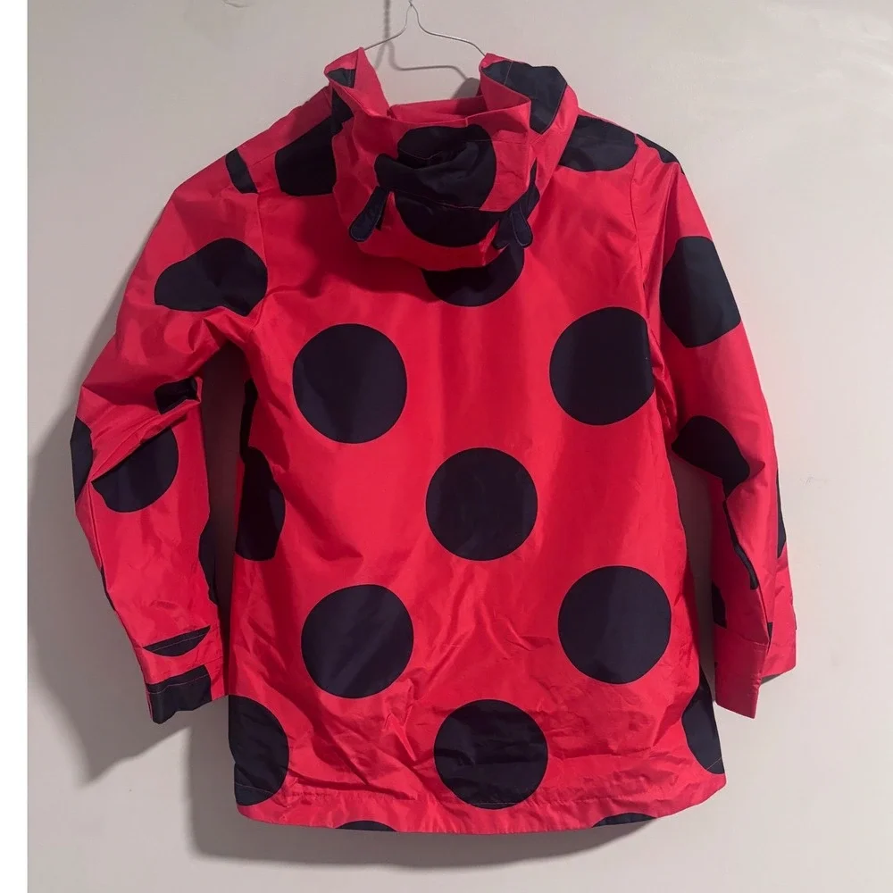 Carter's Girls Red Black Polka Dot Ladybug Raincoat Hooded Jacket 7-8 XL